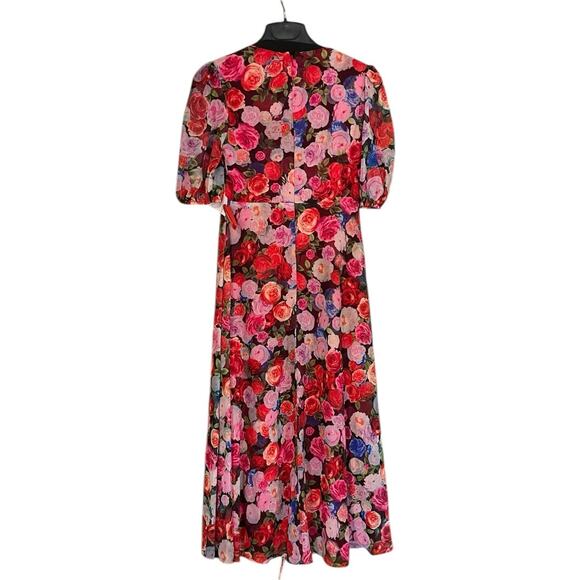 Mac Duggal NEW Size 6 Multicolor Floral Print Front Tie Midi Dress 55626 - Picture 6 of 8